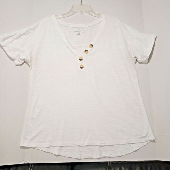 New Direction XL White Boho Minimalist Short with Short Sleeves 100% Cotton. - Picture 7 of 7